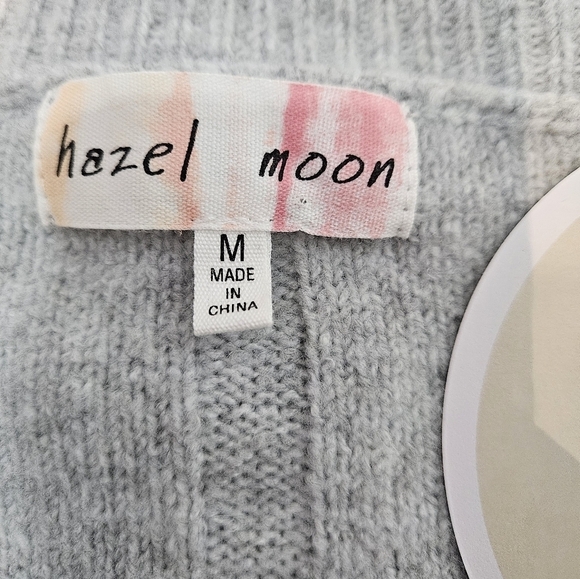 NWT Hazel‎ Moon Heather Gray Argyle Button Front Cardigan Sweater Size Medium R2 - Picture 7 of 9